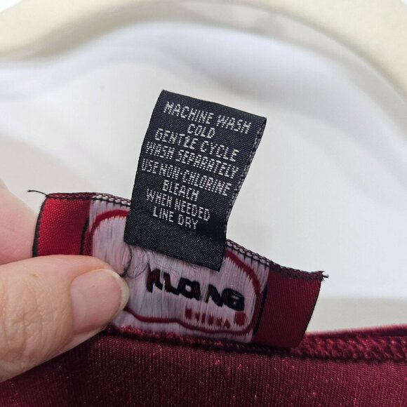 Krave Cherry Red Velvet Floral Embroidered Long Sleeve Tunic XL Vintage 90s Vamp - Picture 4 of 11